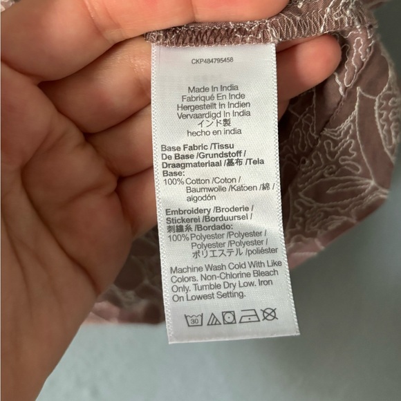 Madewell Embroidered Cropped Button Front Blouse Brown Floral Size L - Picture 8 of 11